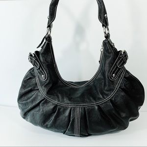 VIA SPIGA Black Leather Shoulder Bag